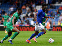 Mike Fondop-Talom of Oldham Athletic tussles with Tyrone Williams of Chesterfield Football Club  during the Vanarama National League match b...