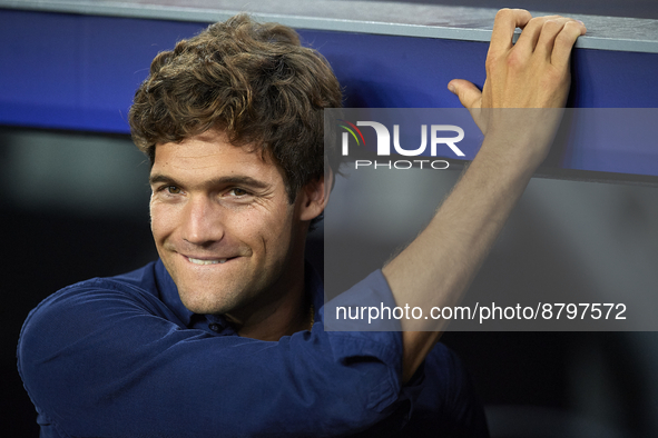 Marcos Alonso left-back of Barcelona and Spain prior the UEFA Champions League group C match between FC Barcelona and Viktoria Plzen at Spot...