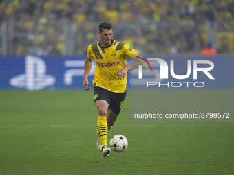 Thomas Meunier (Borussia Dortmund)    controls the ball during Borrusia Dortmund and FC Copenhagen at Signal Iduna Park,  Dortmund, Germany...