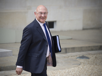 French Finance Minister Michel Sapin leaves the Elysee palace on April 23, 2014, in Paris, after the weekly cabinet meeting. (Photo/Zacharie...