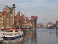 Gdansk, Poland 31st, Oct. 2015 General view at Motlawa river in Gdansk. Few tourists decided to visit the historic Gdansk city center. On Sa...