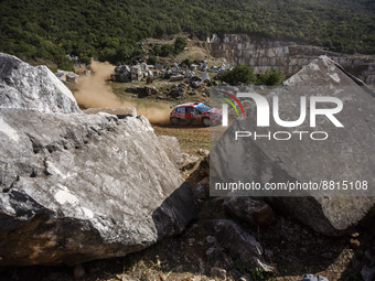 21 ROSSEL Yohan (fra), SARREAUD Valentin (fra), Citroen C3, action during the Acropolis Rally Greece 2022, 10th round of the 2022 WRC World...