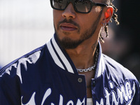 Lewis Hamilton of  Mercedes arrives at he Formula 1 Italian Grand Prix practice three at Circuit Monza, on September 10, 2022 in Monza, Ital...