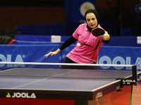 Dina Meshref, competes during the women's final match between Dina Meshref of Egypt and Yousra Helmy of Egypt at the ITTF Africa Senior Cham...