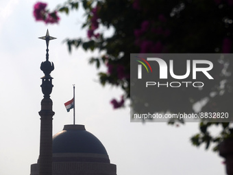 The Indian national flag flies half-mast at Rashtrapati Bhavan, home to the President of the world's largest democracy, as India observes on...