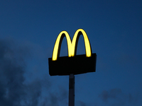 McDonald's logo is seen near the restaurant in Krakow, Poland on September 12, 2022. (