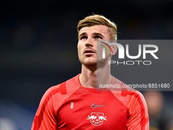 Timo Werner during UEFA Champions League match between Real Madrid and RB Leipzig at Estadio Santiago Bernabeu on September 14, 2022 in Madr...