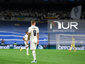 Toni Kroos during UEFA Champions League match between Real Madrid and RB Leipzig at Estadio Santiago Bernabeu on September 14, 2022 in Madri...