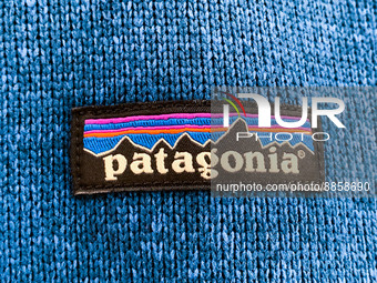Patagonia logo is seen on a sweater in the store in Krakow, Poland on September 16, 2022. (