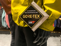 Gore-Tex logo is seen on a jacket's label in the store in Krakow, Poland on September 16, 2022. (