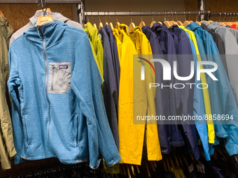 Patagonia jackets are seen in the store in Krakow, Poland on September 16, 2022. (