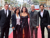 (D-I) The film's director, Juan Diego Botto; actor Luis Tosar and actress Penelope Cruz on their arrival at the presentation of the film 'On...