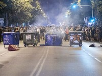 Violent clashes, riots and fights between students, anarchists, leftist groups and the police during the night in the city center of Thessal...