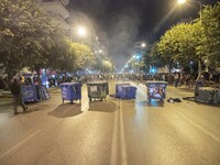 Violent clashes, riots and fights between students, anarchists, leftist groups and the police during the night in the city center of Thessal...