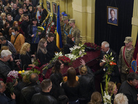 KYIV, UKRAINE - SEPTEMBER 17: Farewell ceremony for Oleksandr Shapoval, who died on September 12 in the battle near Mayorsk, Donetsk region....