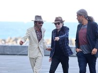 Singers Joaquin Sabina and Leiva arriving with director Fernando Leon de Aranoa at the presentation of the documentary '19 Days and 500 Nigh...