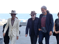 Singers Joaquin Sabina and Leiva arriving with director Fernando Leon de Aranoa at the presentation of the documentary '19 Days and 500 Nigh...