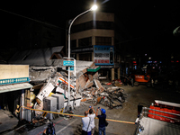 A general view of the wreckage of a collapsed residential building after a magnitude 6.8 earthquake strikes Taiwan, in Yuli, Hualien, Taiwan...