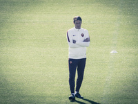 Rudi Garcia, coach of AS Roma, during players warm up during a training session, on the eve of the team's Champions League football match ag...