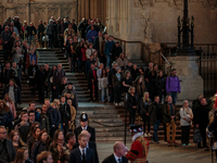 Members of the public stand in the queue for the Lying-in State of Queen Elizabeth II on September 18, 2022, in London, England. Queen Eliza...
