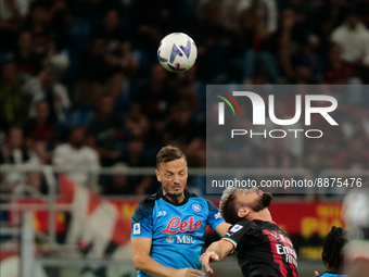 Amir Rrahmani of SSC Napoli. And Oliver Giroud of Ac Milan during the Italian Serie A football match between Ac Milan and Ssc Napoli on Sept...
