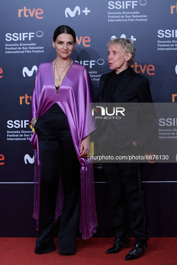 Juliette Binoche receives the Donostia award for her outstanding career at the 70th edition of the San Sebastian International Film Festiva 
