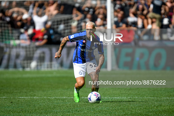 Inter's Federico Dimarco portrait in action during the italian soccer Serie A match Udinese Calcio vs Inter - FC Internazionale on September...