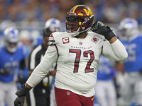 Washington Commanders offensive tackle Charles Leno Jr. (72) is seen during the first half of an NFL football game against the Detroit Lions...