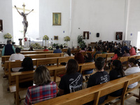 Relatives and friends of the victims of the multi-family Tlalpan by the earthquake of September 19, 2017 in Mexico City. In the parish of Sa...