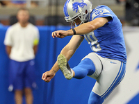 Place kicker Austin Seibert (19) of the Detroit Lions kicks during an NFL football game between the Detroit Lions and the Washington Command...