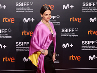 Juliette Binoche poses for the press at the Kursaal center where she is presented with the Donostia Award at the 70th edition of the film fe...
