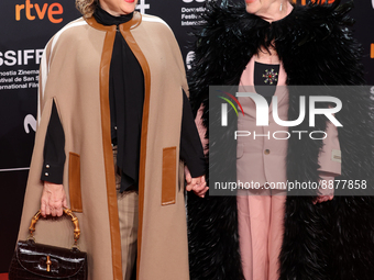 Carmen Machi and Carmen Maura attend the presentation of the honorary Donostia Award at the 70th edition of the film festival to Juliette Bi...