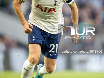 Dejan Kulusevski (21) of Tottenham Hotspur during the Premier League match between Tottenham Hotspur and Leicester City at Tottenham Hotspur...