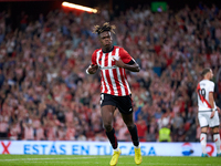 Nico Williams of Athletic Club reacts after scoring goal during the La Liga Santander football match between Athletic Club and Rayo Vallecan...