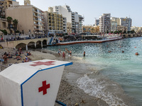 Life guard point on the Balluta Bay Beach is seen in Saint Julian's, Malta on 19 September 2022  (