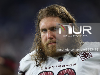 Washington Commanders guard Andrew Norwell (68) is seen during the first half of an NFL football game against the Detroit Lions in Detroit,...