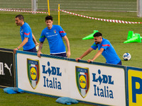 Italy´s Leonardo Bonucci, Alessandro Bastoni and Vincenzo Grifo during the Other Press conference and Italy training session on September 19...