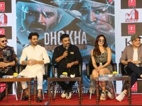 Bollywood Actress  Khusali Kumar with Bollywood Actor R. Madhavan, Aparshakti Khurana, Darshan Kumar and Director Kookie Gulati during the u...