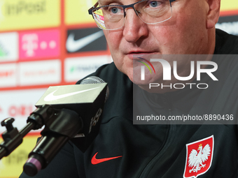 Trener Czeslaw Michniewicz during the press conference & trainings before UEFA Nations League match of Poland Team in Warsaw, Poland, on Sep...