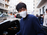 Lee Min-ho leaves his hotel during the Milan Fashion Week Womenswear Spring/Summer 2023 on September 21, 2022 in Milan, Italy. (