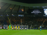 Both sides pay their respects during a minutes applause ahead the UEFA Nations League match between Scotland and Ukraine at Hampden Park, Gl...