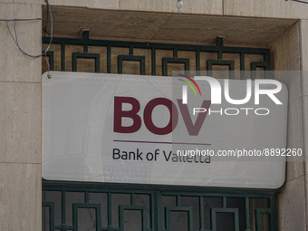 BOV - Bank of Valetta logo is seen in Valletta, Malta on 21 September 2022  (