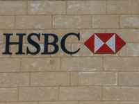HSBC bank logo on the wall is seen in Valletta, Malta on 21 September 2022  (