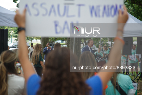U.S. Senator Chris Murphy (D-CT) speaks at a rally near the U.S. Capitol in Washington, D.C. on September 22, 2022 to urge the Senate to pas...