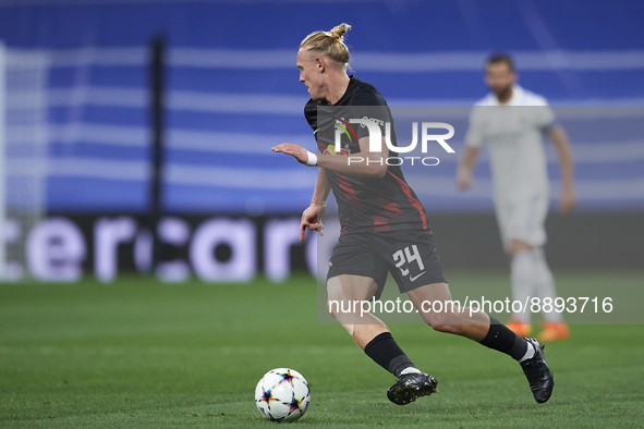Xaver Schlager central midfield of RB Leipzig and Austria in action during the UEFA Champions League group F match between Real Madrid and R...