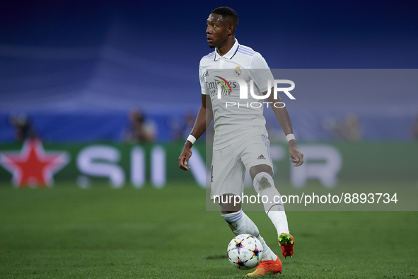 David Alaba centre-back of Real Madrid and Austria controls the ball during the UEFA Champions League group F match between Real Madrid and...