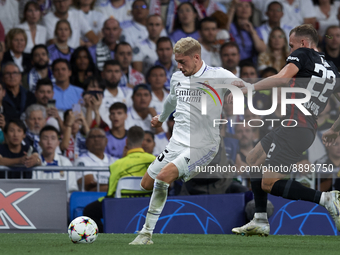 Federico Valverde central midfield of Real Madrid and Uruguay shooting to goal during the UEFA Champions League group F match between Real M...