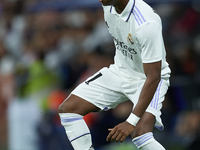 Rodrygo Goes right winger of Real Madrid and Brazil in action during the UEFA Champions League group F match between Real Madrid and RB Leip...