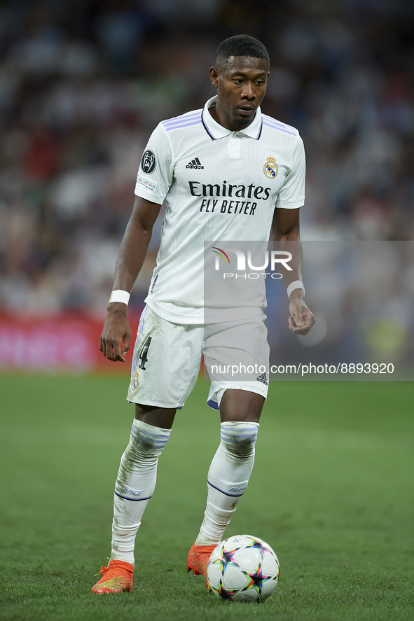 David Alaba centre-back of Real Madrid and Austria during the UEFA Champions League group F match between Real Madrid and RB Leipzig at Esta...