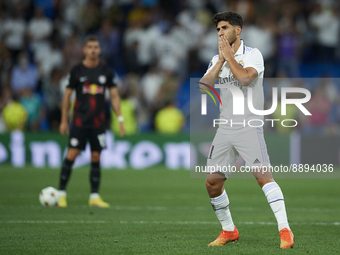 Marco Asensio right winger of Real Madrid and Spain celebrates after scoring his sides first goal during the UEFA Champions League group F m...